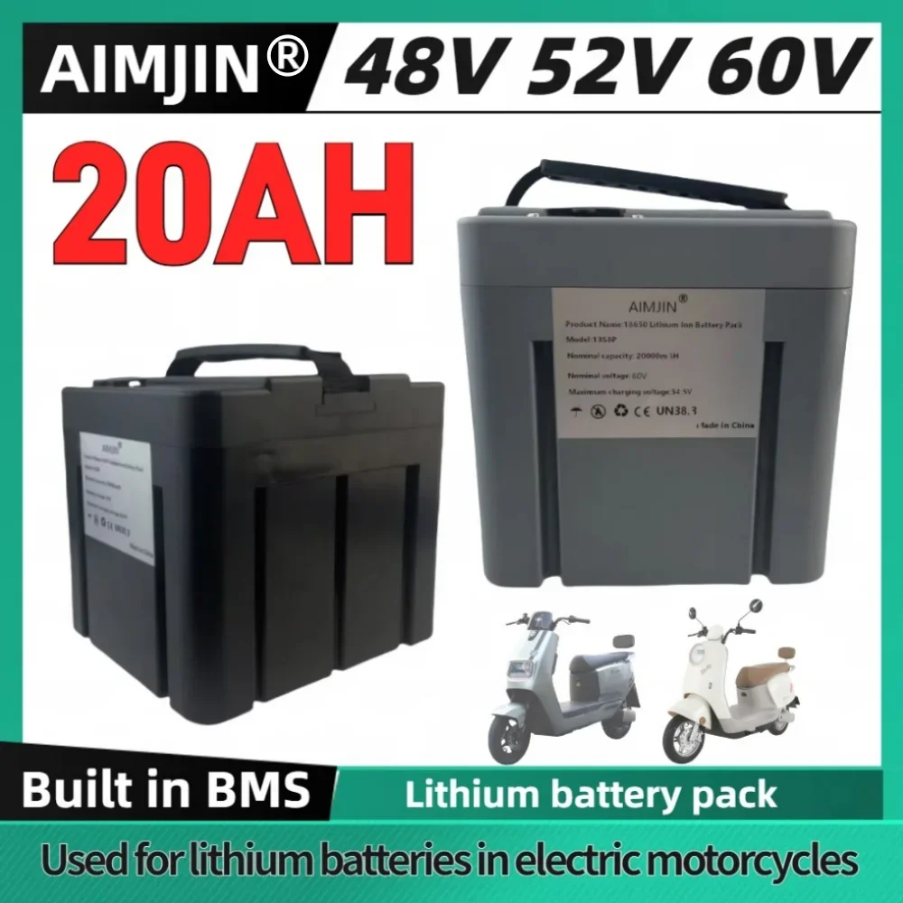 

13S8P 20000mAh 48V/52V/60V lithium-ion 20Ah high-capacity electric motorcycle battery pack,with BMS