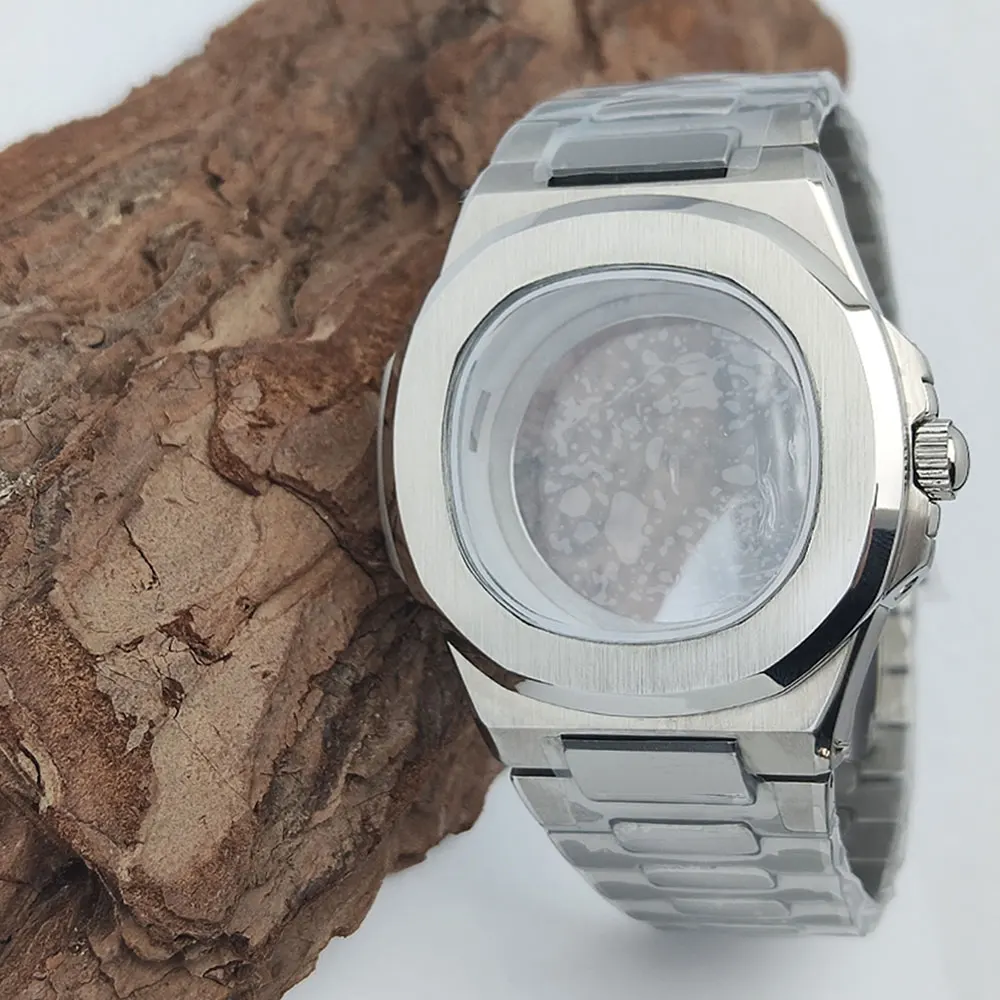 

NH35 Case 40mm silver case Men Watch Accessories Stainless Steel Case sapphire glass for NH35 Movement Clear Case