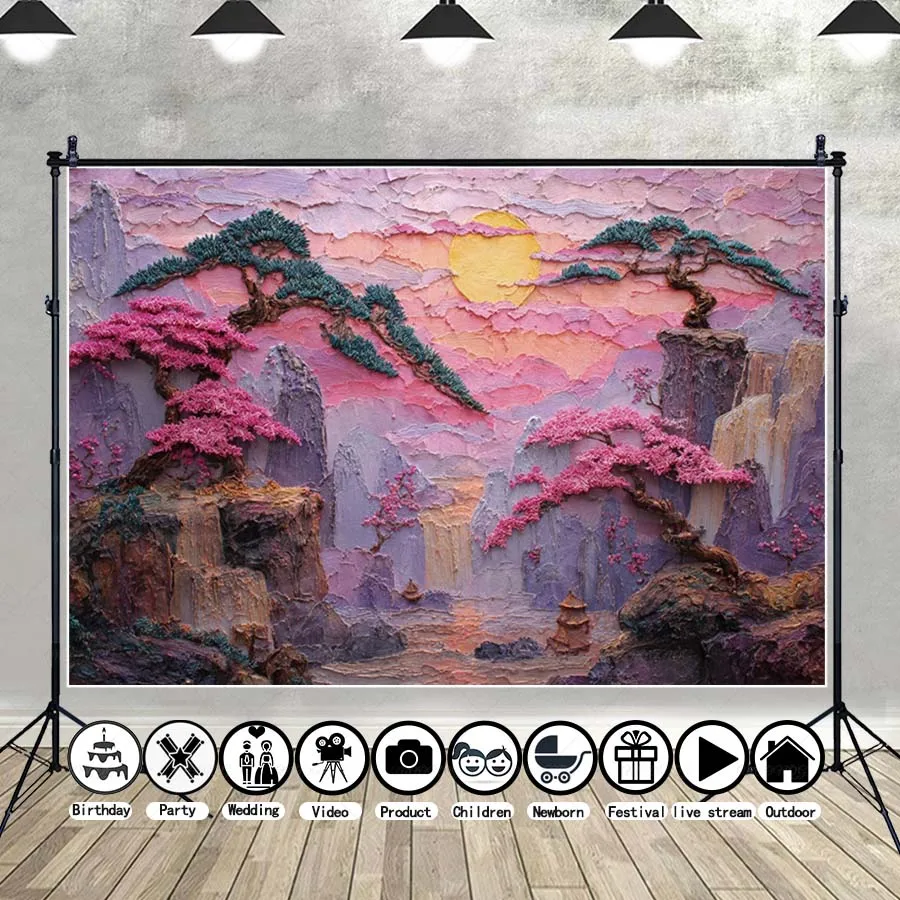 MOON.QG الأزهار الشاطئ صورة خلفية خرافة شجرة الغابات الجبلية خلفية كابينة تصوير عيد ميلاد استوديو صور صورة حفلة
