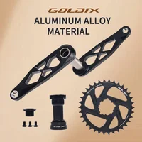 Platos y bielas de bicicleta de montaña GOLDIX CNC hueco 165/170/175mm manivela de bicicleta 0mm Offset plato de dientes anchos y estrechos 30/32/34/36/38T