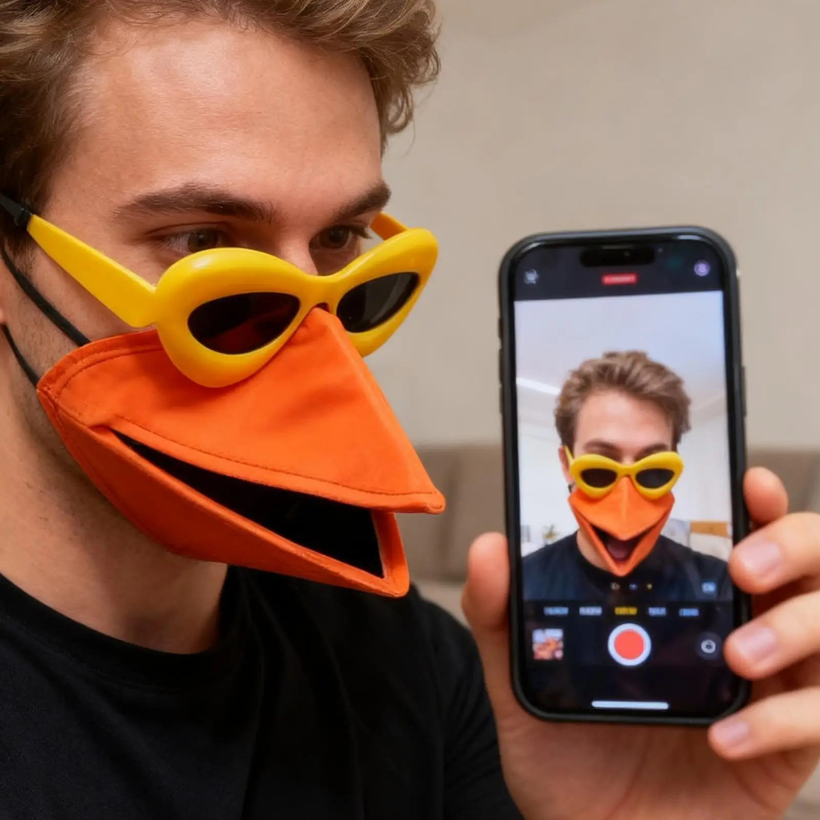 غطاء وجه منقار الطيور مصنوع يدويًا مع نظارات شمسية، مجموعة غطاء وجه ناطق للحيوانات للرجال والنساء والحفلات والمهرجانات والكرنفال الموسيقي