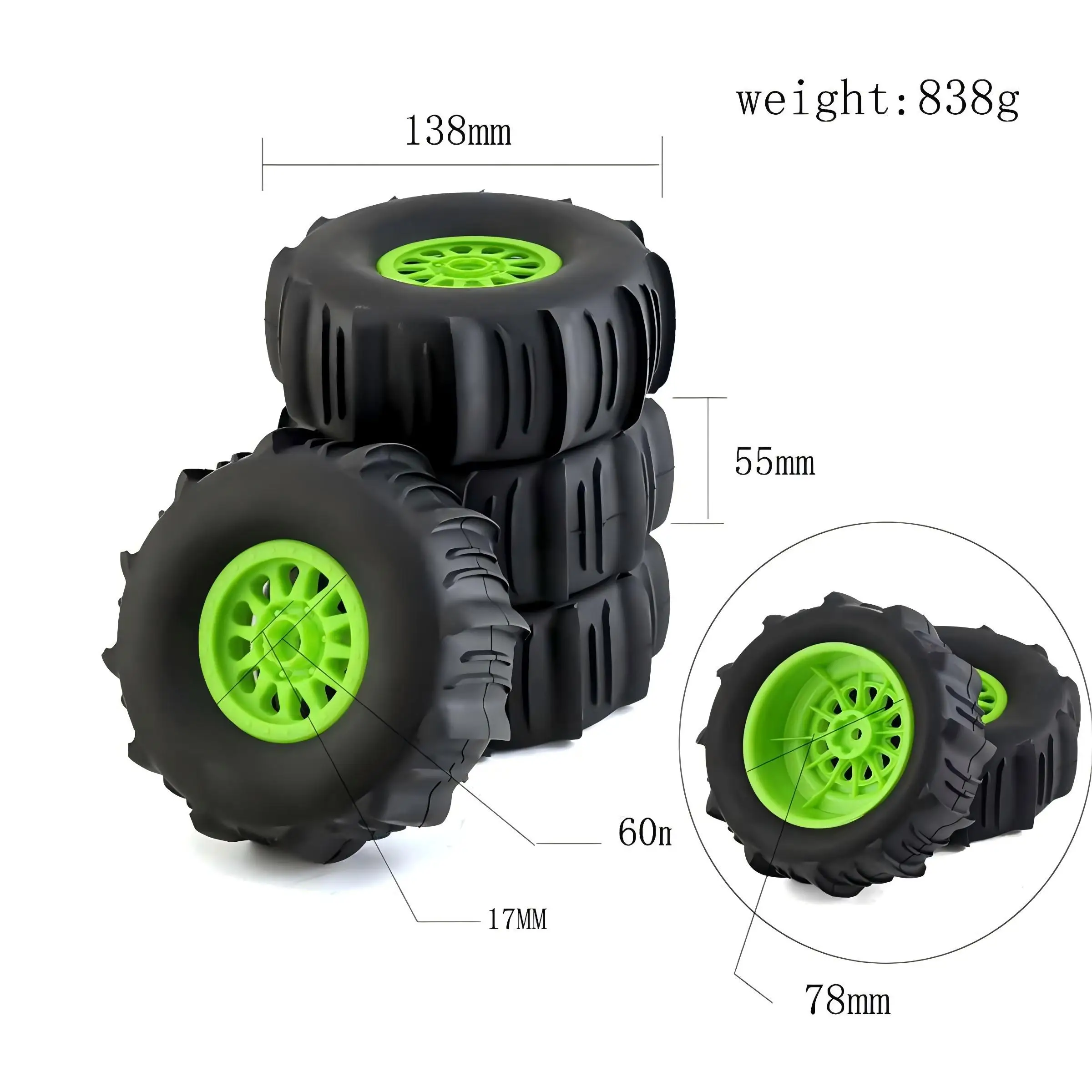 1/7 1/8 RC Sand Tires for Short Course Truck & Buggy | Desert Tyre Upgrade Parts for TRAXXAS UDR ARRMA Mojave YK4072 DF7