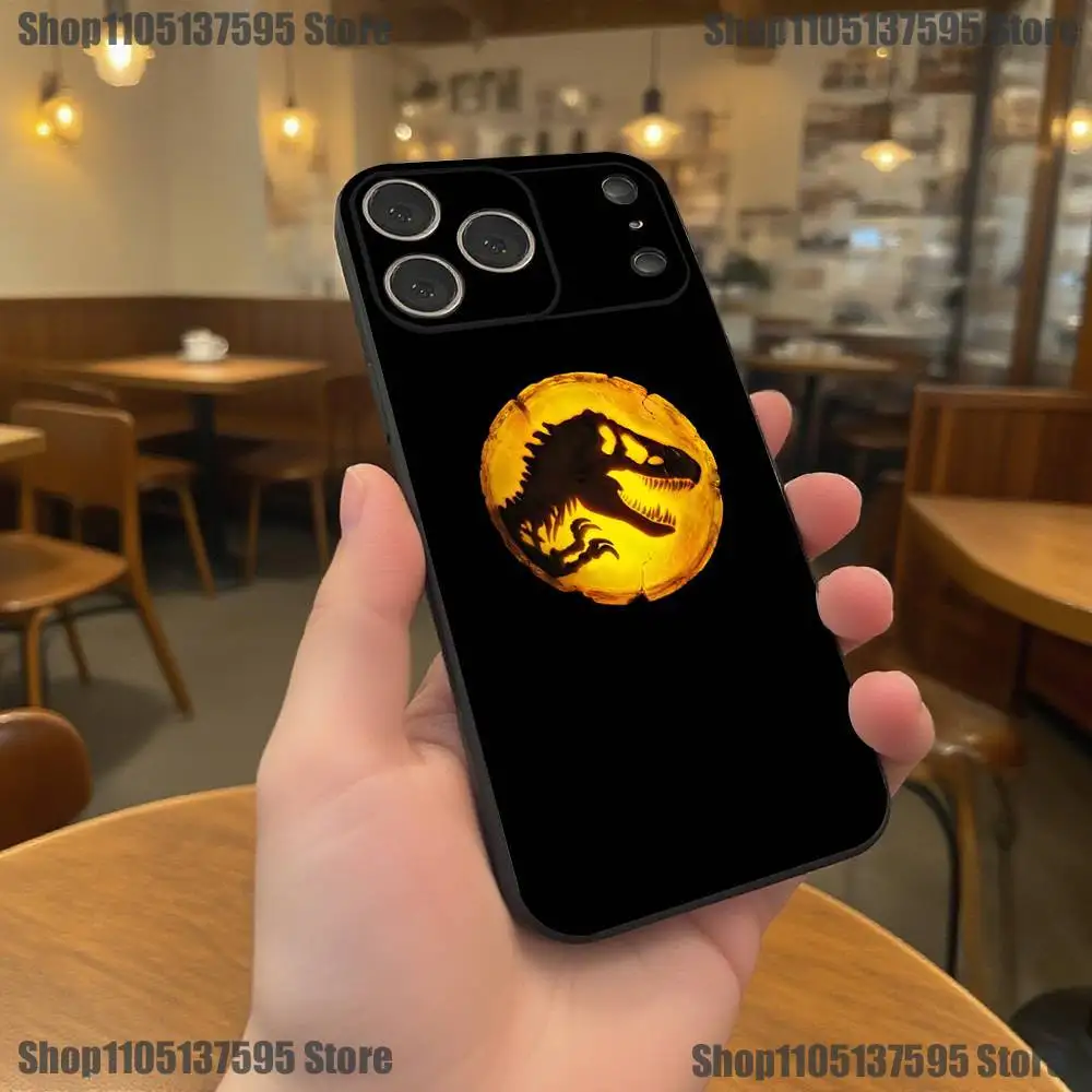J-Jurassic Park Dinosaur World telefoonhoesje voor iPhone 17,16,15,14,13,12,11,Pro,XS,Max,XR,Plus,E,SE4,Mini zwarte zachte hoes