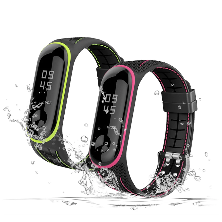 Strap for Mi Band 7 6 5 Bracelet Double Line Soft Sport Silicone Watchband Smartwatch Bracelet for Xiaomi Mi Band 3 4 5 6 Strap