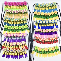 New Arrival Ribbon Short Lei With 7 Plumeria Flowers for Kids 32cm Pacific Island Festival Necklace Celebrations and Decorations