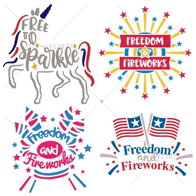 T-Shirt Heat Transfer Free To Sparkle Unicorn Eagles Fireworks Flags From Sea to Shining Sea Florida Georgia Indiana Iron logo