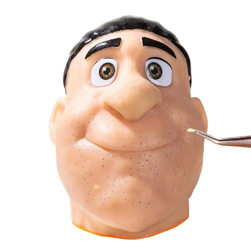 Realistic Silicone Face Pimple Popping Fidget Toy, Funny Blackhead Remover Sensory Activity, Stress Relief Squeezing Game