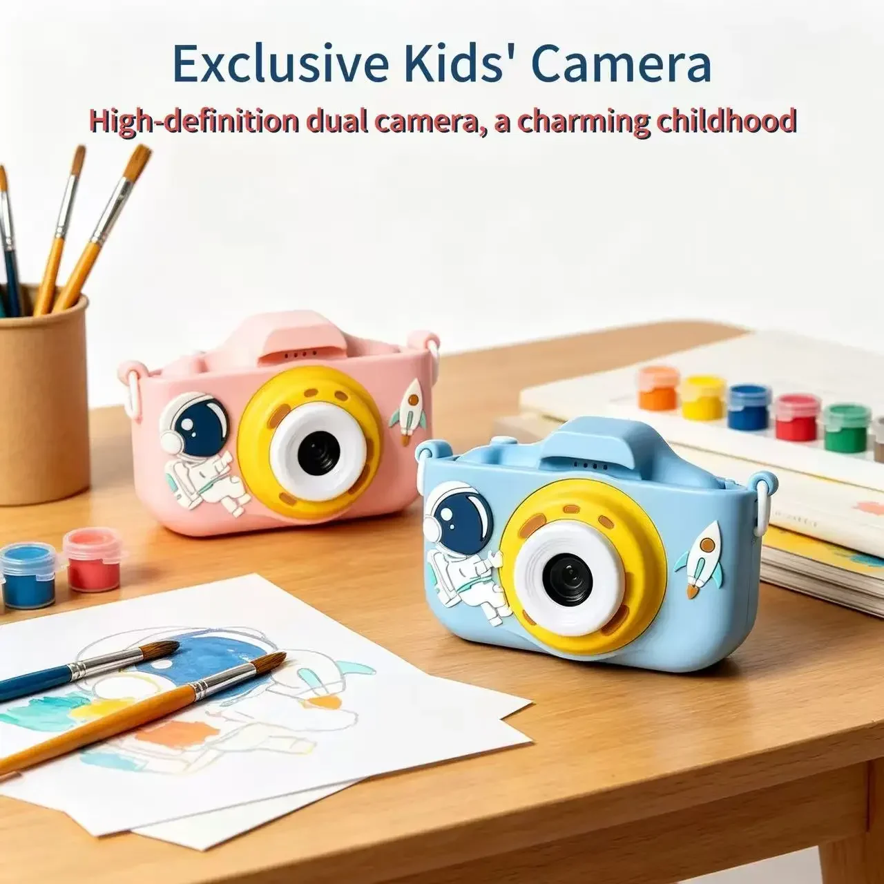Mini Kids Selfie Camera 1080P HD Toddler Camcorder, 2.0-inch Silicone Case Children Video Toy for Birthday & Xmas Presents