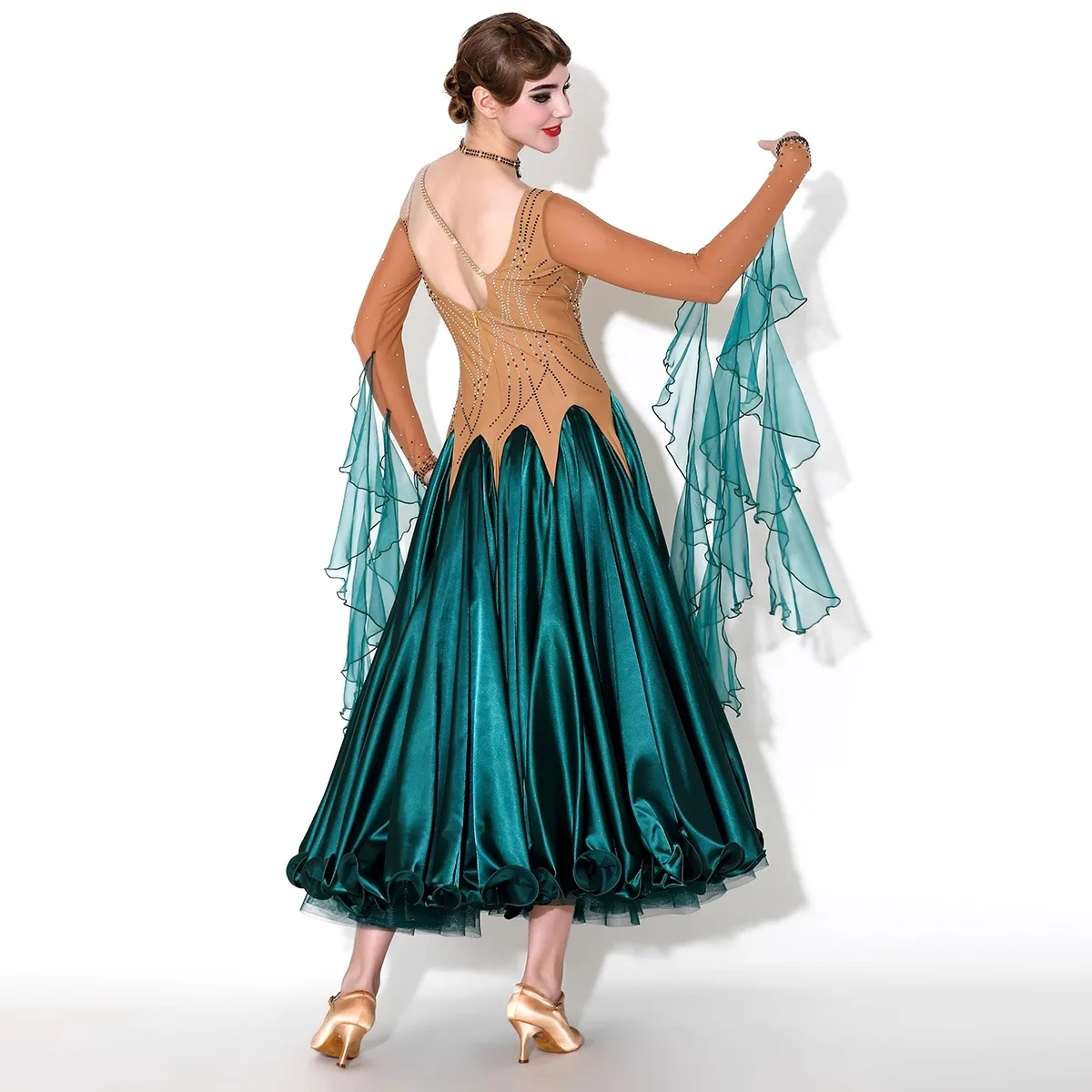 Moderne Dansjurk Voor Vrouwen Lange Mouwen Rumba Ballroom Wals Prestaties Competitie Kleding Rok Sociale Dansjurken