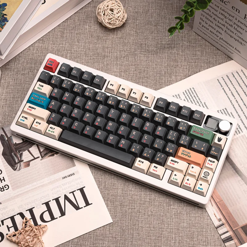 Retro Anime Keycaps,134 Keys Cherry Profile Custom Japanese Doubleshot PBT Key Caps Set For MX Switches Mechanical Keyboards