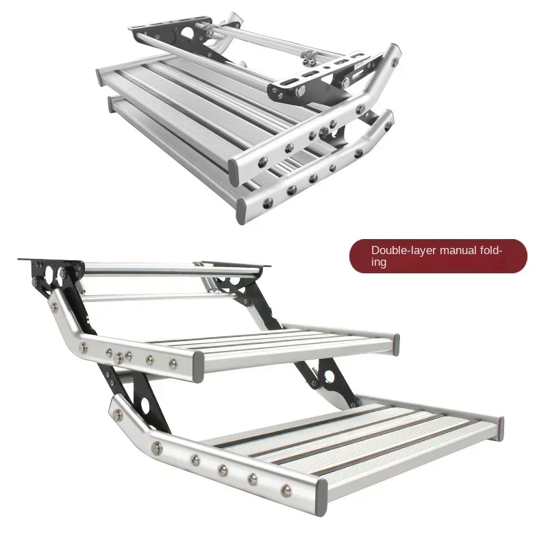 

Caravan Foot Steps Manual Folding Ladder Steps Aluminum Alloy Telescopic Non-slip Camper Travel Trailer Caravan Accessories