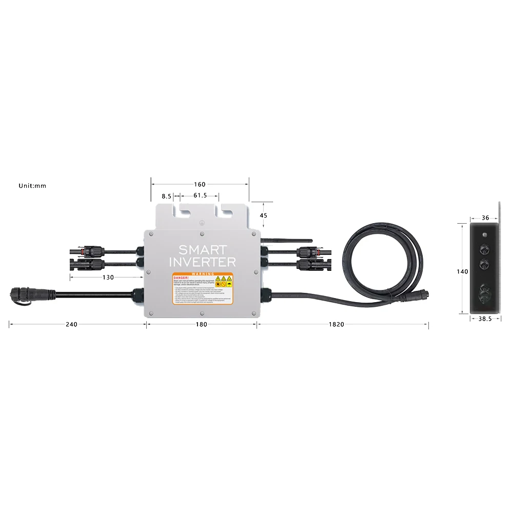 Y&H 600W 700W Micro Grid tie Inverter  Solar Panel Smart MPPT Stackable DC18-60V Input AC220V Pure Sine Wave Output