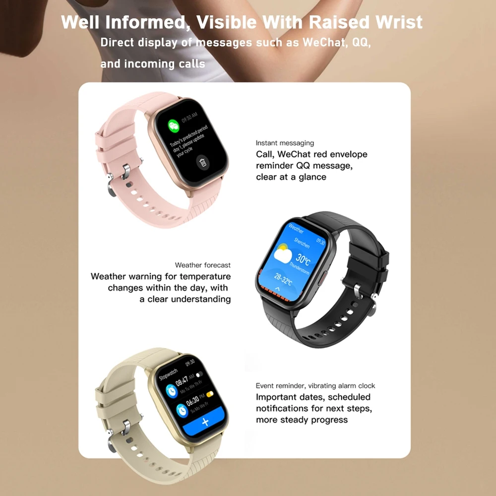 جديد لـ Xiaomi 100+ الوضع الرياضي ساعة ذكية للرجال والنساء معدل ضربات القلب وضغط الدم HD بلوتوث دعوة مقاوم للماء ساعة ذكية رياضية