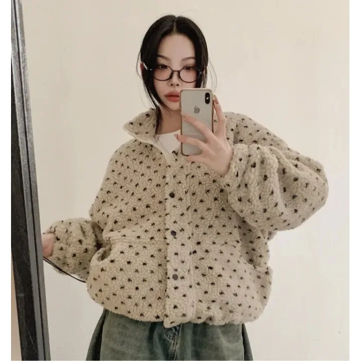 Colletto alla coreana in pelliccia di agnello foderato in cotone da donna Jaet coreano Sle primavera autunno inverno capispalla casual streetwear