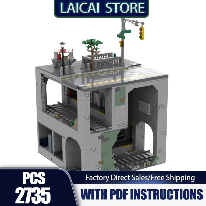 City Street View Moc Bouwstenen New York Subway Uitbreiding Model Technologie Bakstenen DIY Montage Speelgoed Construstion Vakantie