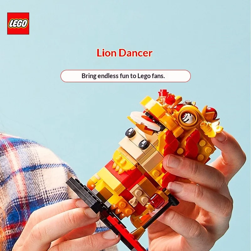 لعبة مكعبات بناء ليغو LG-40540 زخرفة تزيين تمثال رقص الأسد، هدية مكعبات البناء للأولاد والبنات