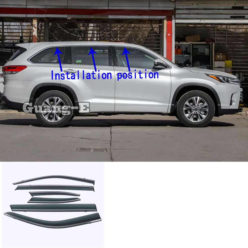 For Toyota Highlander 2020 2021 2022 Car Styling Stick Lamp Plastic Window Glass Wind Visor Rain/Sun Guard Vent Parts Frame Hood