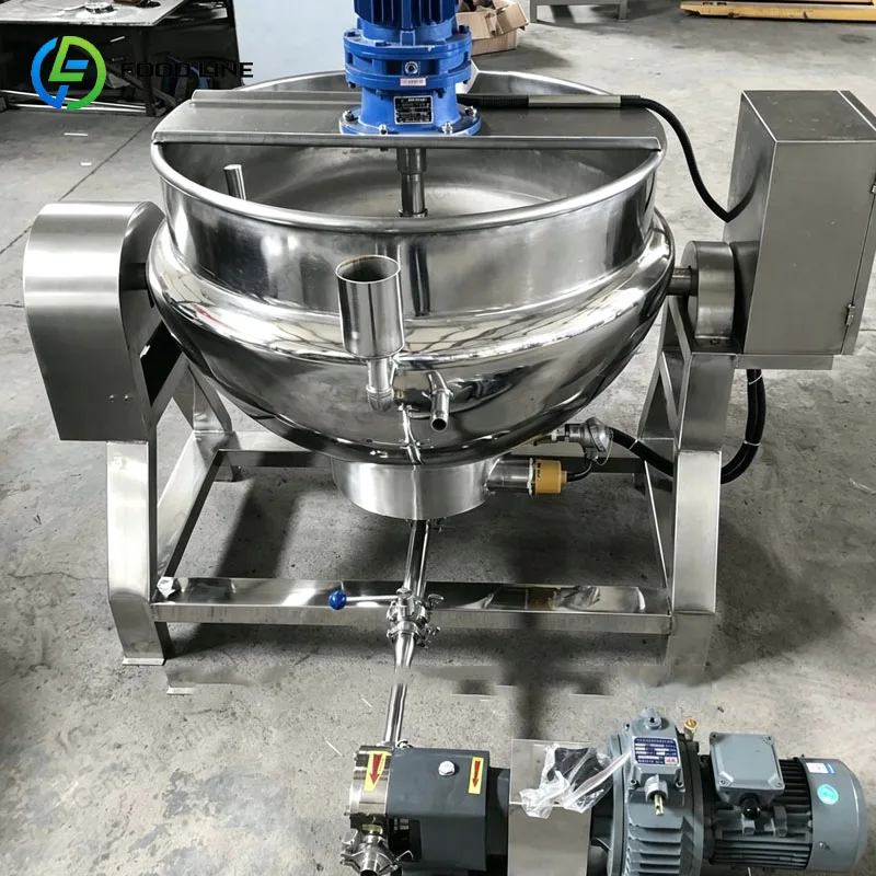 Electric Tilting Cooking Kettle with Mixer Industrial Food Cooker for Sauce Paste Jam Customized