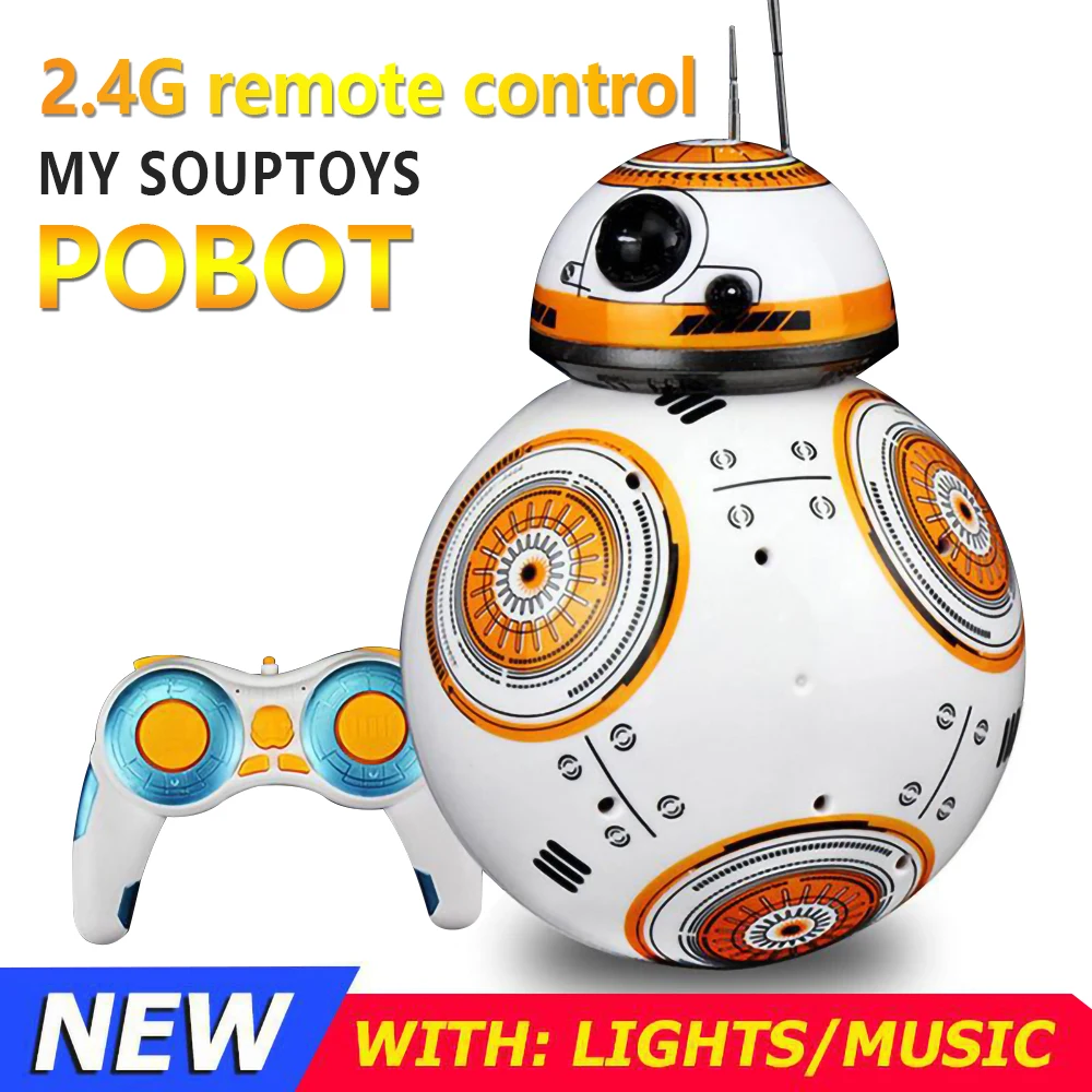 Robot teledirigido de 2,4G con sonido, figura de acción mejorada, Robot inteligente BB8 Ball Droid, modelo de BB-8, juguetes para niños