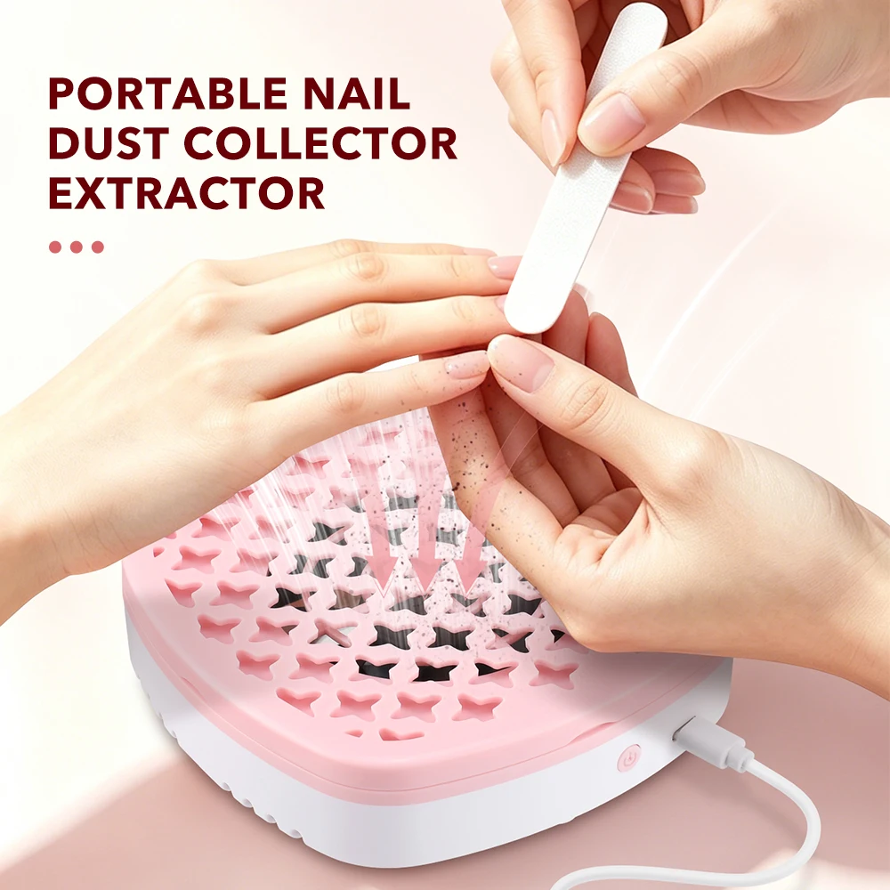 Mini Nail Dust Collector Extractor Fan - Powerful Nail Vacuum Cleaner with Removable Paper Filter for Manicure Equipment