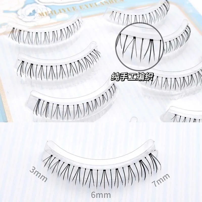 5 Pairs Winged Lower Eyelashes Soft False Eyelashes Natural Manga Clear Band Bottom Strip Eyelash Extension Makeup Tool Handmade