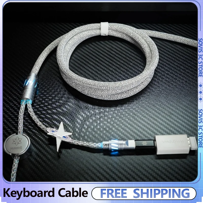 

Huohua спиральный клавиатурный кабель USB настольный компьютер авиационный разъем для механической клавиатуры 1,7 мм металлический кабель для передачи данных клавиатуры
