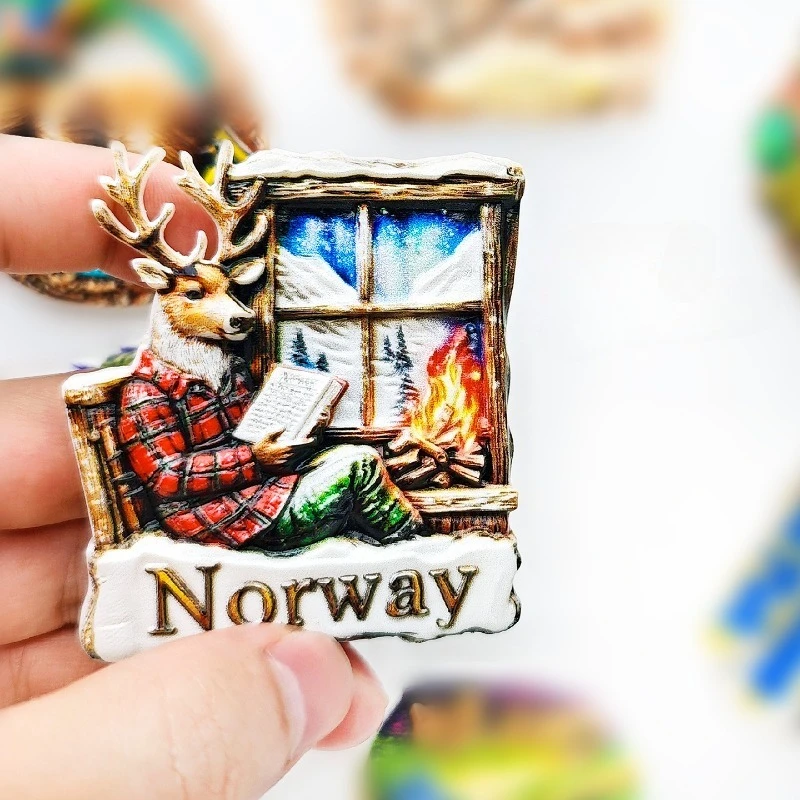 Norwegian Reading Deer Fridge Magnet Book Lover's Souvenir Animal Home Decor Unique Scandinavia Travel Gift with Strong Magnet