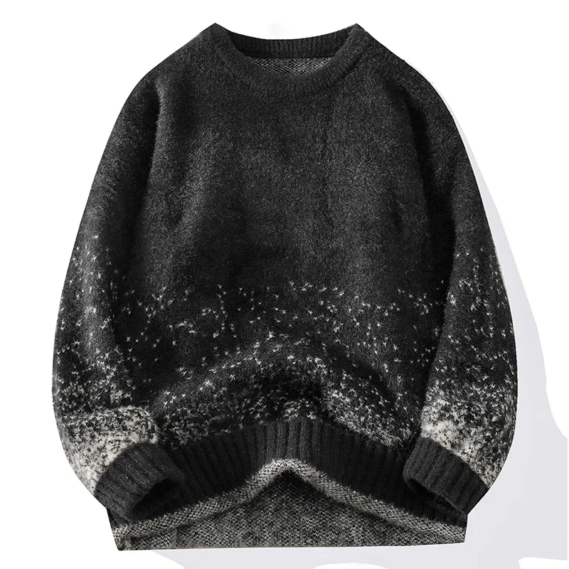 

Autumn and Winter Round Neck Pajamas Two-tone Knit Sweater Men's Sweater Autumn and Winter Long-sleeved Knit Home Wear