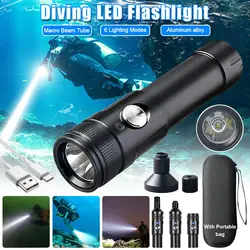 VASTFIRE Super Bright Diving Flashlight With Beam Bucket 100 Meters IPX8 waterproof Underwater photography Light Lantern Fishing