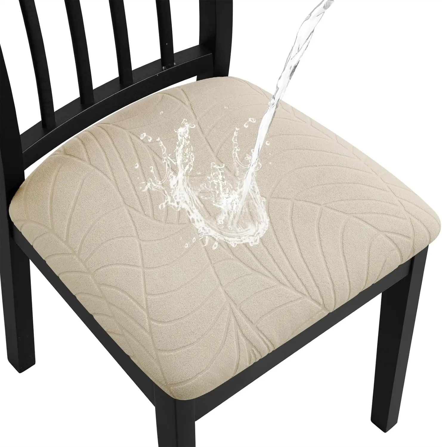 

Waterproof Chair Seat Covers 4 Pcs, Stretch Cushion Covers Washable Dining Room Seat Slipcover Removable Kitchen Chair