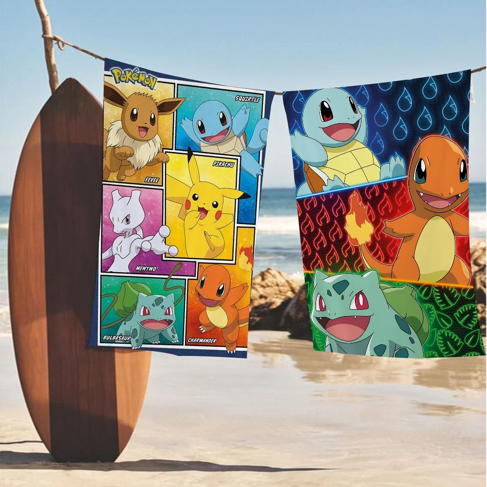 Japanese P-Pokemon Anime Pikachu Towel Microfiber Beach Towel Absorbent Quick dry Soft Yoga Swimming Resort Mountain Climbing