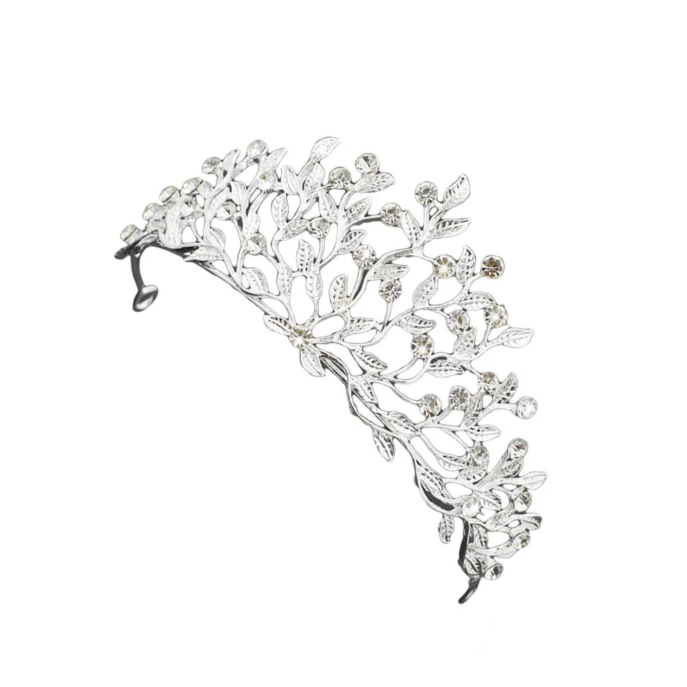 

Princess Crown Headband Rhinestone Hair Hoop Women Leaves Clasp Alloy Material Comfortable Daily Wedding Party Hairstyle Tool
