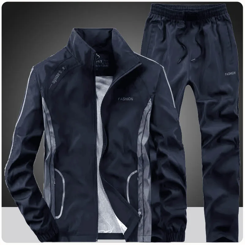 Men`s Sportswear Spring Autumn Joggers Running Tracksuit 2 Piece Sets Sports Suit Jacket+Pant Sweatsuit Male Basketball Clothing