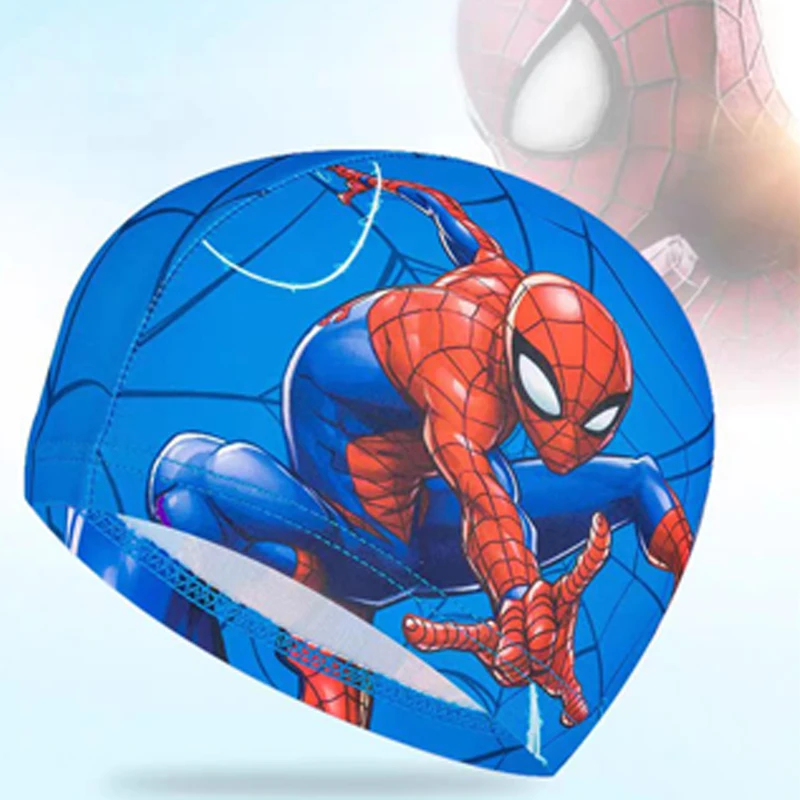 Marvel Avengers Children Swimming Hat Anime High Elastic Waterproof Fabric Diving Hat Soft Ear Protection Swimming Pool Hat Gift