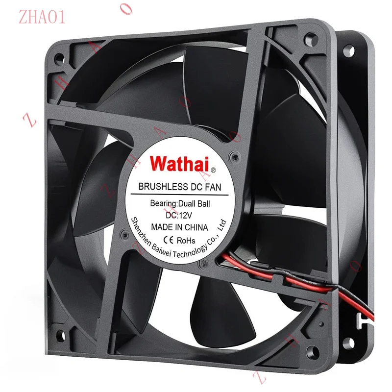 Z  for   Wathai 120Mm X120 X 38Mm 12V 2Pin Dual Ball 12Cm Industrial Cooling Fan High Air
