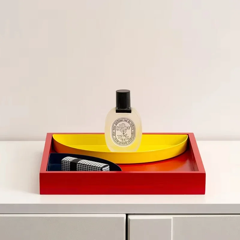 Metal Color-matching Solid Wood   Desktop Storage Box Fruit   Nordic Simple Storage Tray snack   15 sold