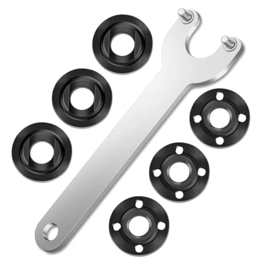 

7PCS Angle Grinder Nut Angle Grinder Flange Wrench Kit, 5/8-11 Flange Metal Lock Nut, Compatible with DeWalt, Milwaukee, Makita