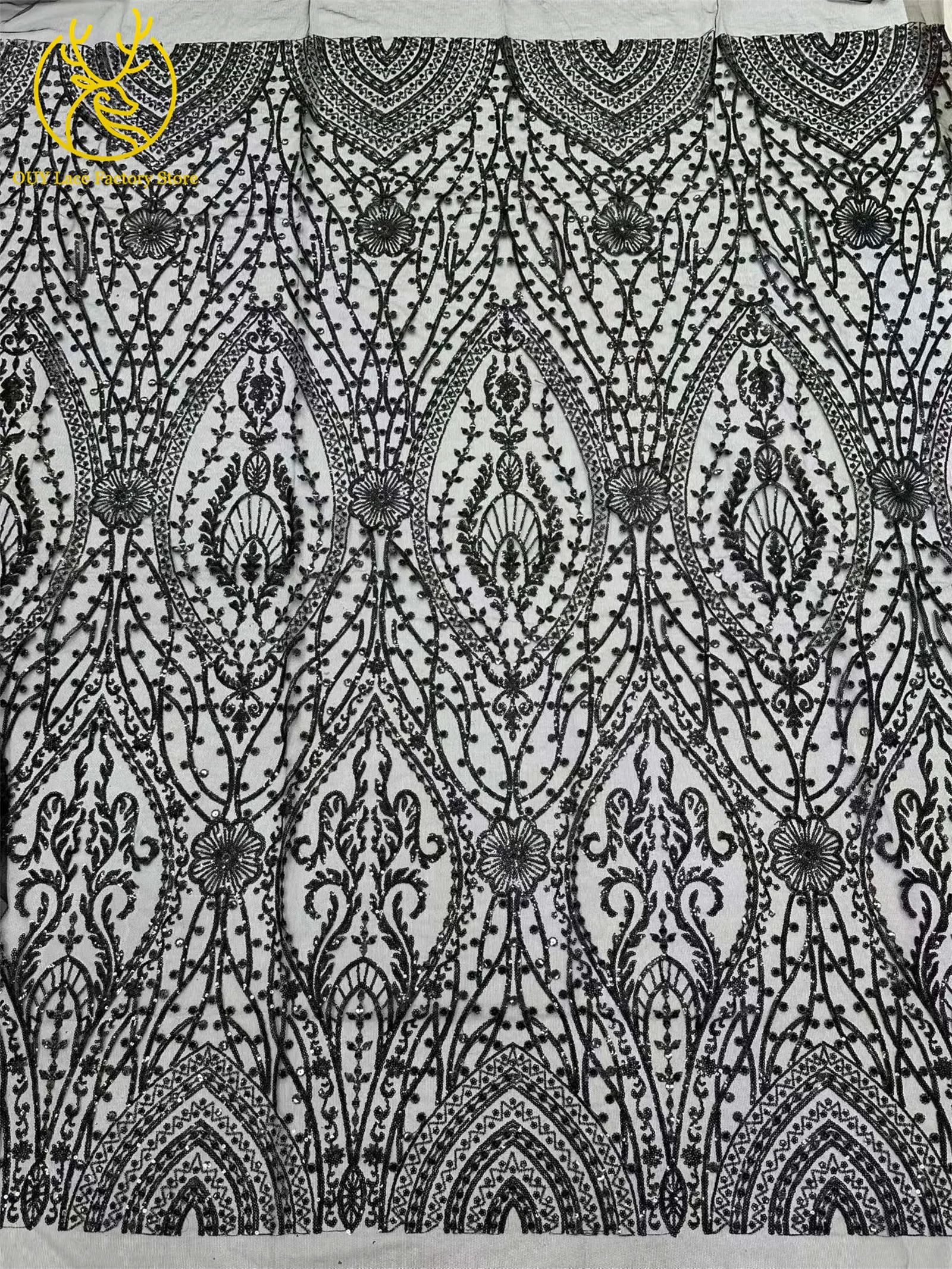 5 Yards Brauner Afrikanischer Spitzenstoff 2026 Nigerianische Pailletten Perlen Hochzeitsdekoration Tüll-Spitzenstoff Braut Partykleid Nähen – Detail 14