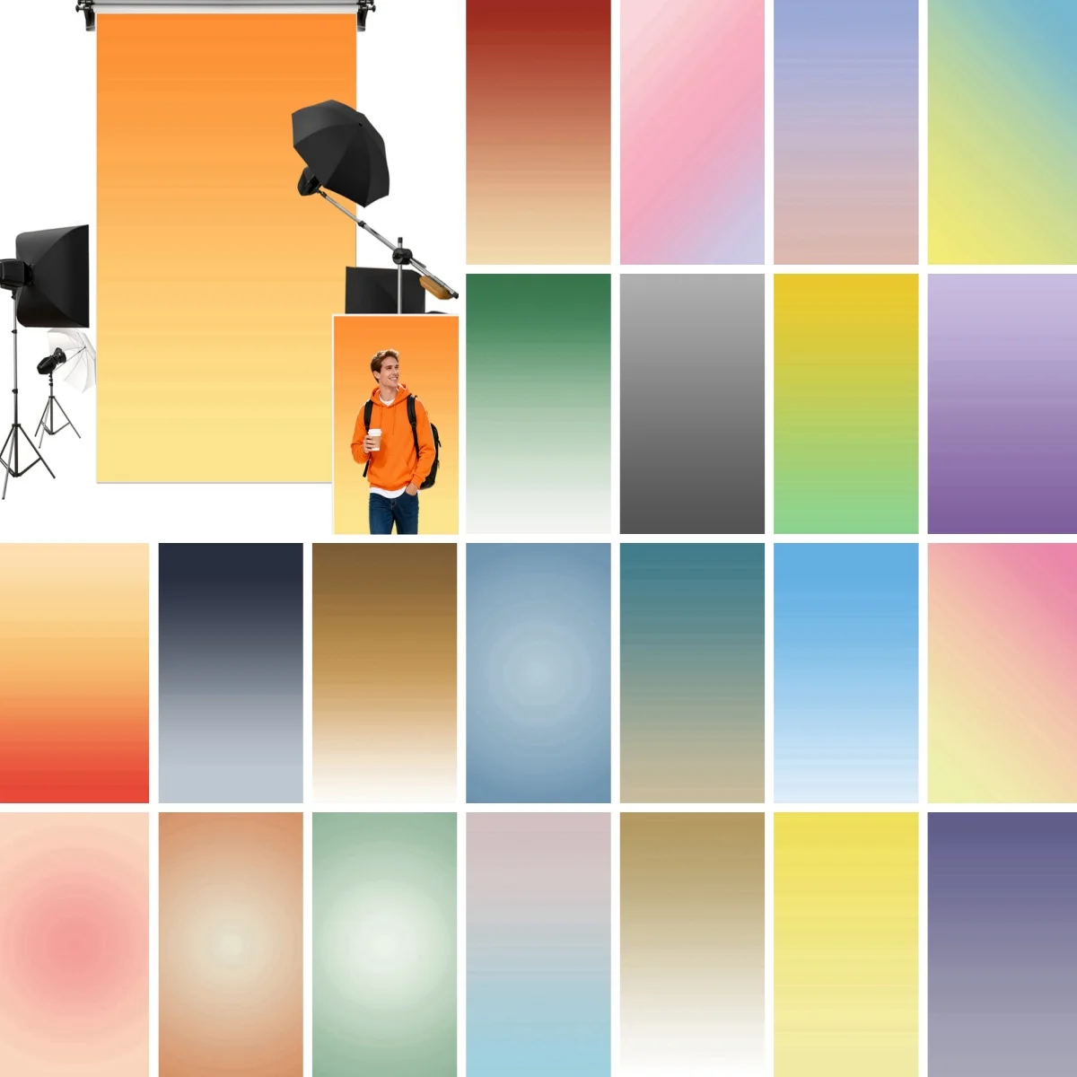 

Solid Gradient Color Photography Backdrops Bridal Shower Birthday Wedding Party Decor Adults Kids Art Portrait Photo Backgrounds