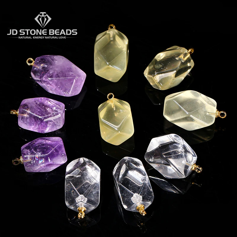 

1 Pc Natural Stone Faceted Amethyst Citrine Irregular Pendant for Jewelry Making DIY Bracelets Necklaces Jewelry Accessories