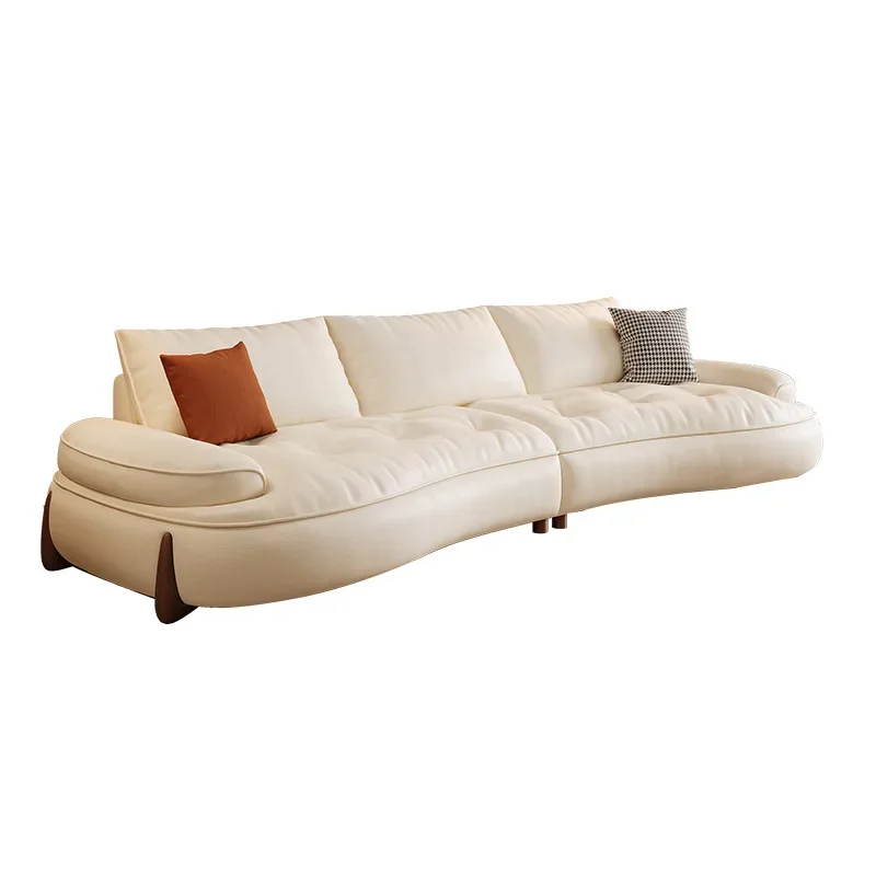

Leather sofa Italian minimalist living room small apartment medium and ancient style designer creative arc