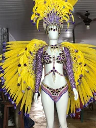 Peacock  samba decorative wings paradise parade performance ostrich feathers colorful wings props double-sided feathers