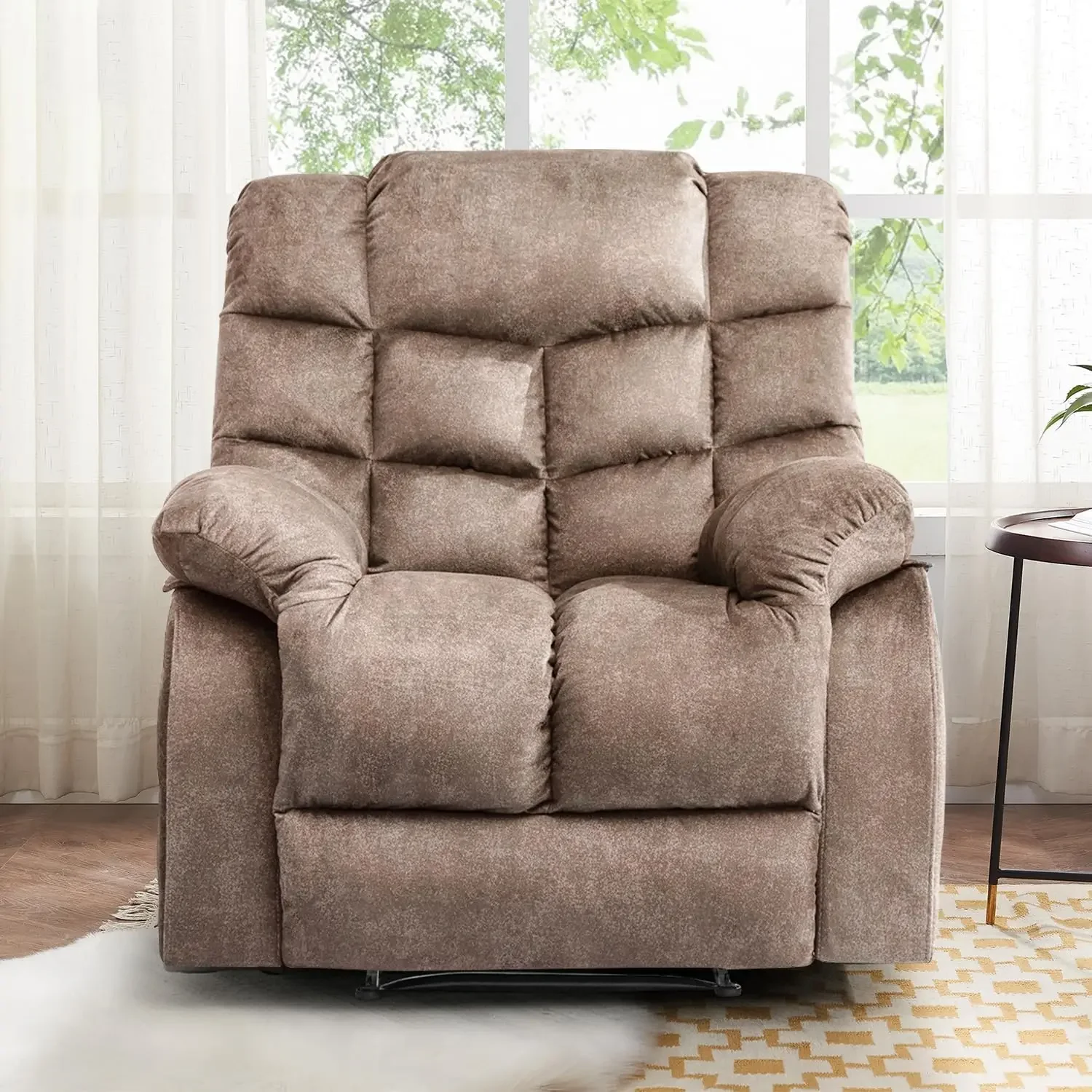 Chairs for Living Room Overstuffed Breathable Fabric Reclining Chair Manual Sofas