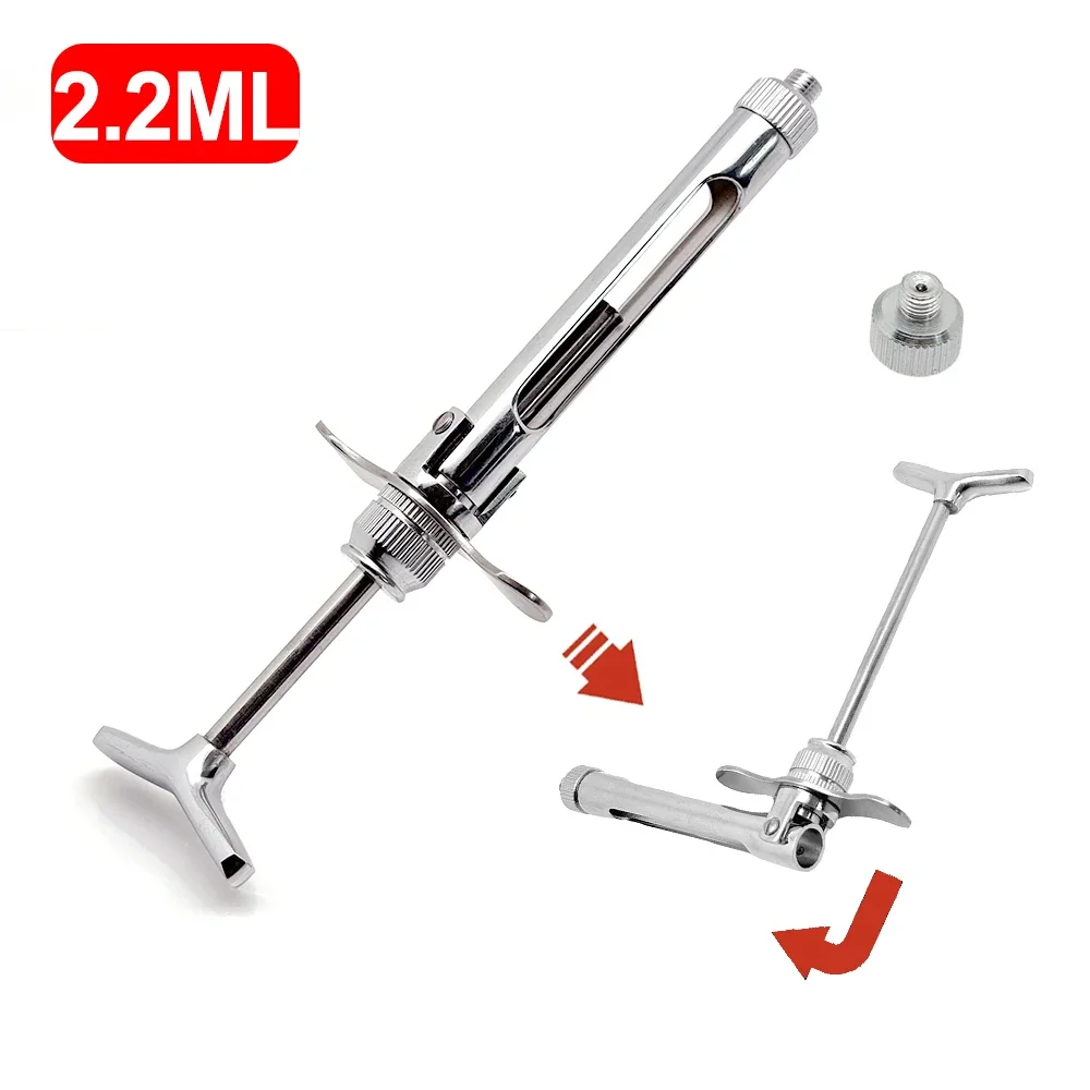 Dental Surgical Syringe 2.2ML Stainless Steel Press Type Quantitative Syringe for Dentists & Clinics