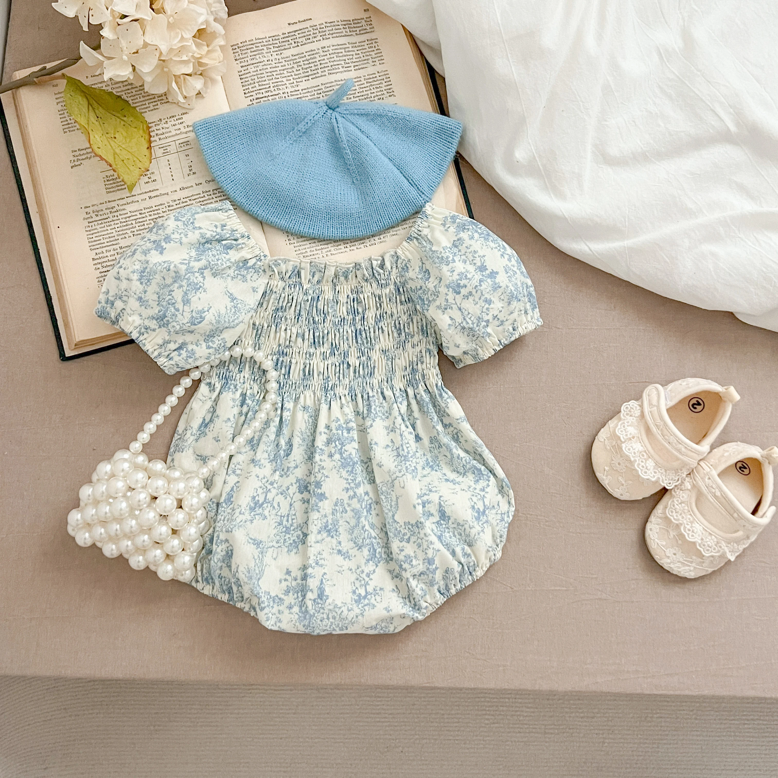 Sommer Schwester Kleid Infant Neugeborenes Baby Mädchen Kleidung Schwester Weibliche Baby Kleine Gebrochene Blaue Blume Kurzarm Strampler Kleidung ﻿ – Detail 27