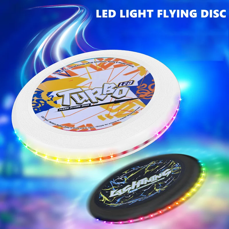Kids Outdoor LED Flying Disc Toy Fun Creative Nighttime Colorful Light Flying Saucer Parent-child Interactive Sports Toys Gifts
