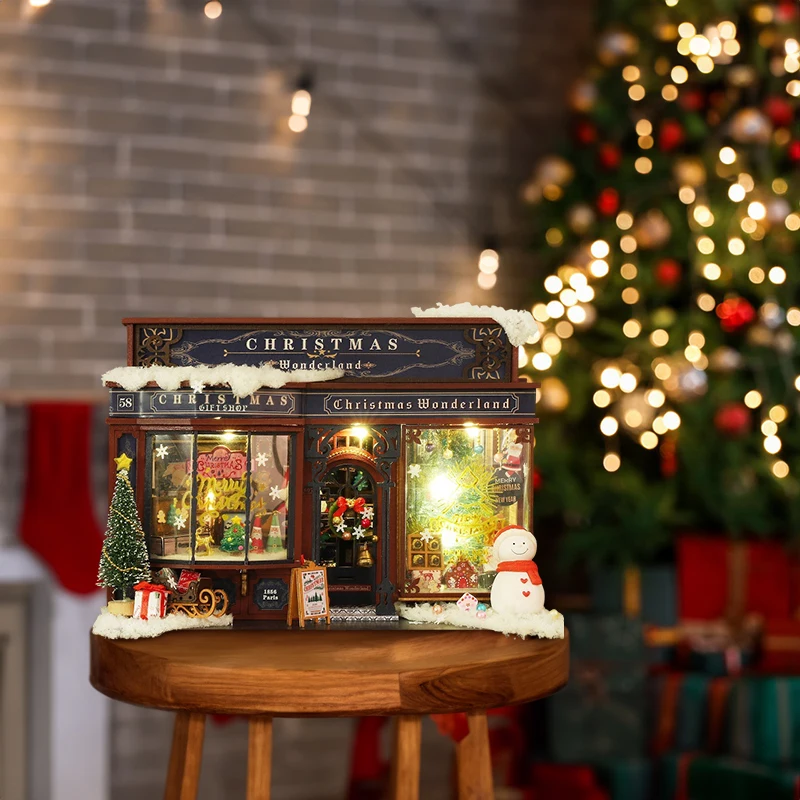 DIY Merry Christmas Handmade Miniature Model Kit Wonderland Dollhouses With LED Light Christmas Gifts Home Decoration Ornaments