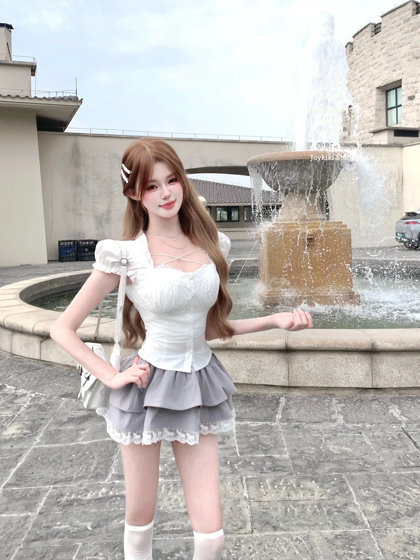 

Комплект Joykiki Pure Desire: футболка с коротким рукавом и юбка с высокой талией, женский модный ансамбль в стиле Art School Sister, повседневный летний образ