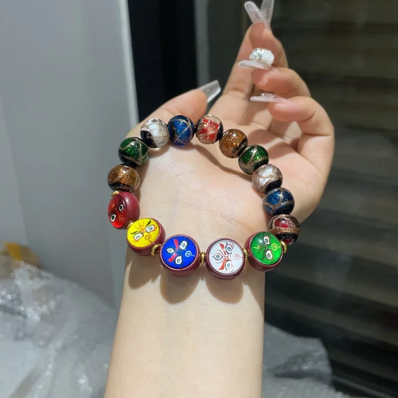 

Natural Incense Ash Glaze Plus Five-way God of Wealth Bracelet, National Style New Chinese Men's and Women's Bracelet.