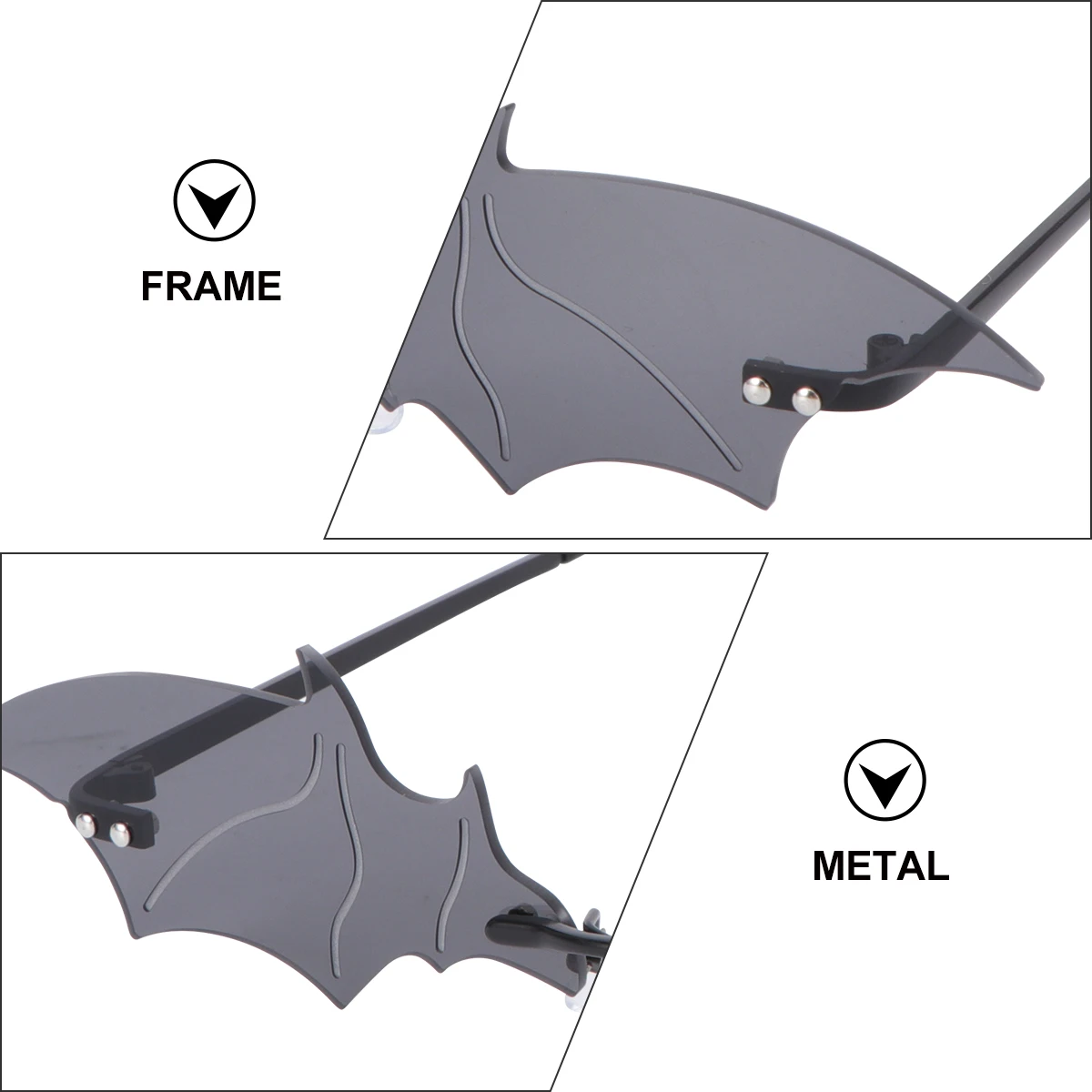 

Bat Shape Sunglasses Halloween Fashion Eyeglasses Black Golden Lenses Party Accessories Sunglasses Costumes Gifts